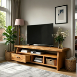 Minimalist Solid Wood TV Stand with Drawer and Open Shelf Storage Design - Arboriswood - 5