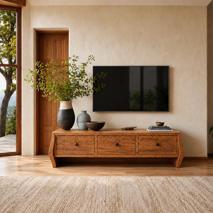 Minimalist Solid Wood TV Stand with Sculptural Drawer Storage for Living Room - ArborisWood - 13