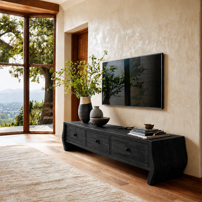 Minimalist Solid Wood TV Stand with Sculptural Drawer Storage for Living Room - ArborisWood - 9