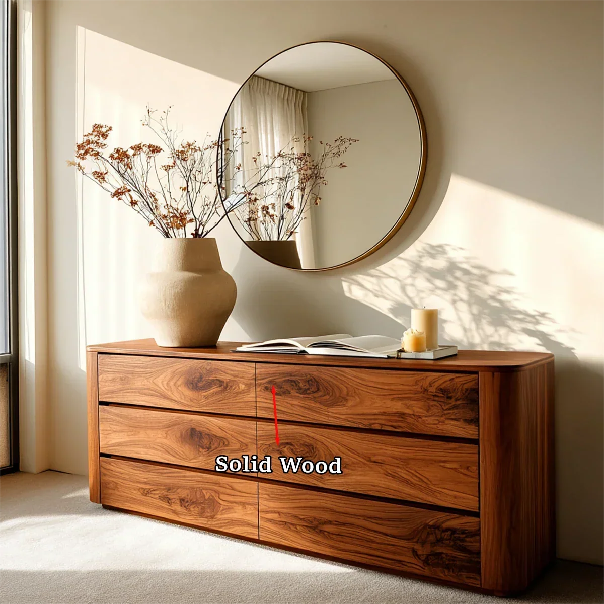 Minimalist Storage Sideboard in Natural Solid Wood with Curved Edges - ArborisWood - 10