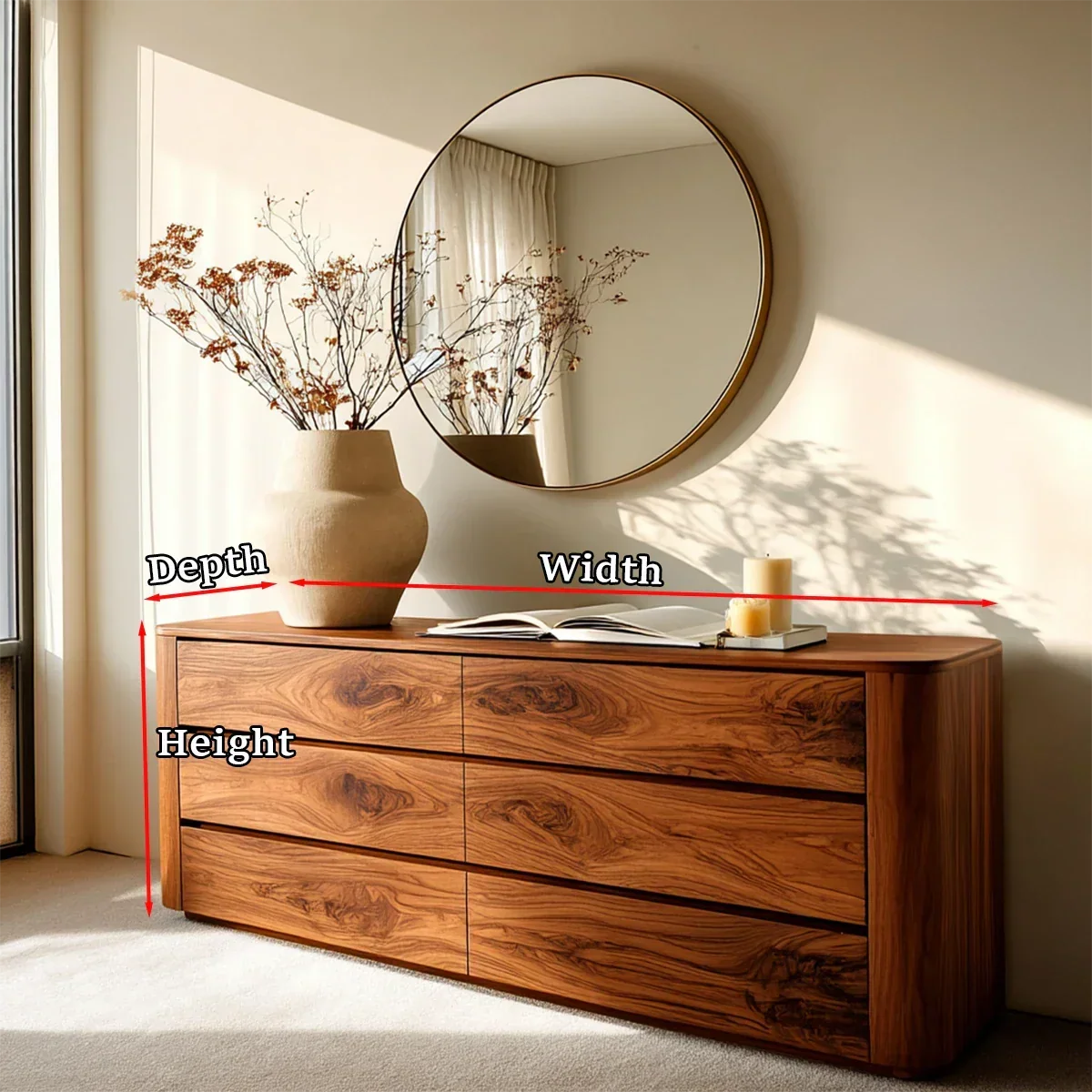 Minimalist Storage Sideboard in Natural Solid Wood with Curved Edges - ArborisWood - 11