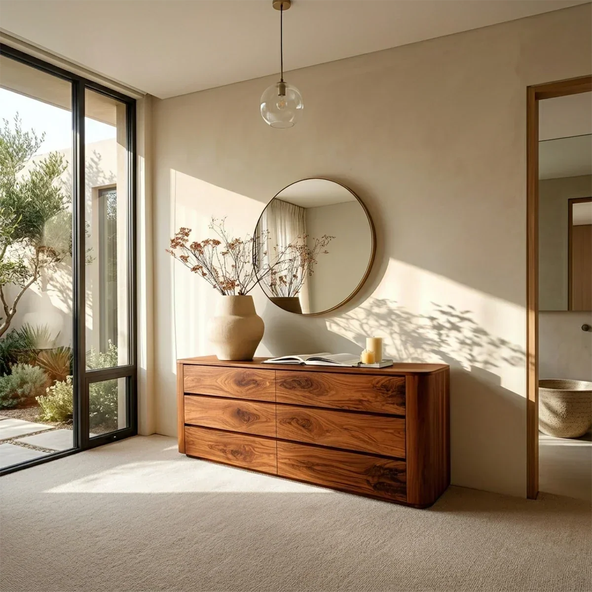 Minimalist Storage Sideboard in Natural Solid Wood with Curved Edges - ArborisWood - 2
