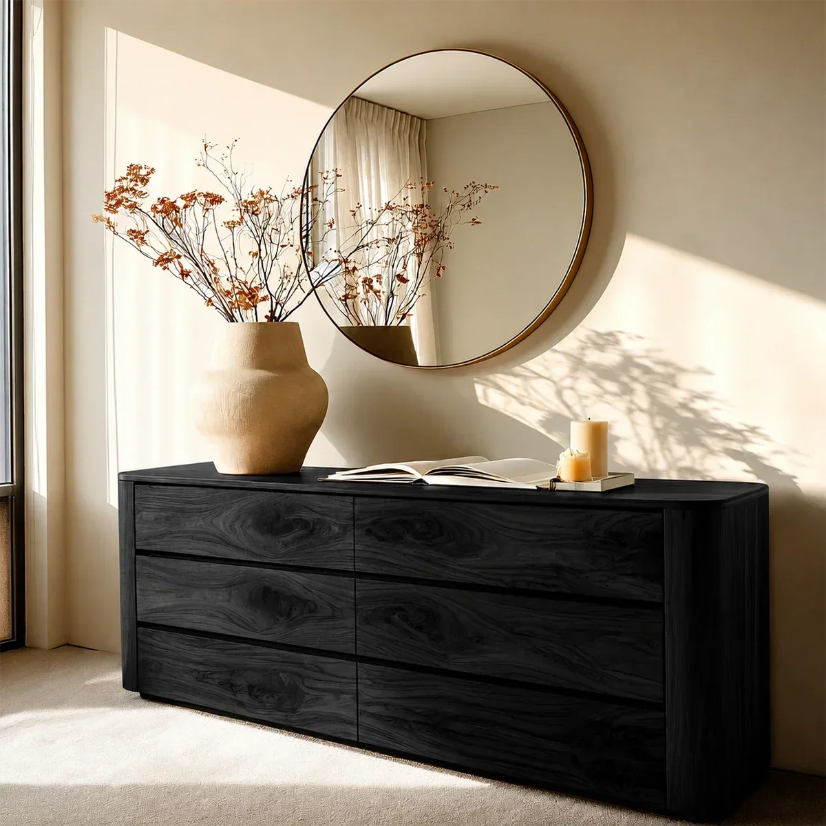 Minimalist Storage Sideboard in Natural Solid Wood with Curved Edges - ArborisWood - 9