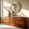 Minimalist Storage Sideboard in Natural Solid Wood with Curved Edges - ArborisWood