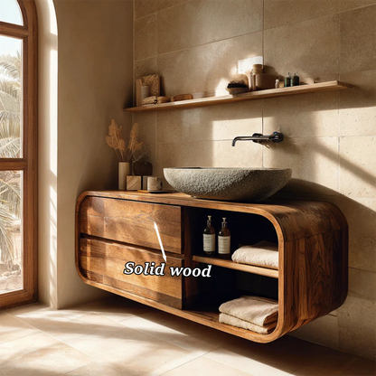Modern bathroom vanity in walnut wood finish – modern walnut vanity