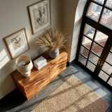 Modern Accent Sideboard in Natural Solid Wood with Flowing Relief Design - ArborisWood - 6