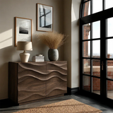 Modern Accent Sideboard in Natural Solid Wood with Flowing Relief Design - ArborisWood - 7