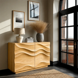 Modern Accent Sideboard in Natural Solid Wood with Flowing Relief Design - ArborisWood - 8