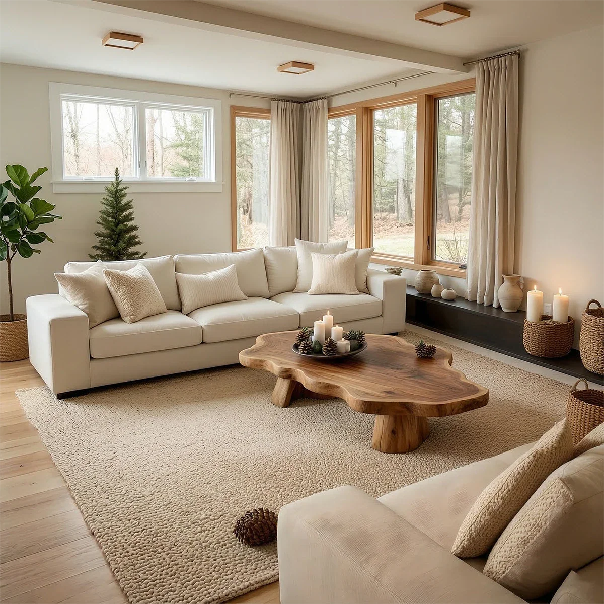 Modern brown coffee table with soft corner design
