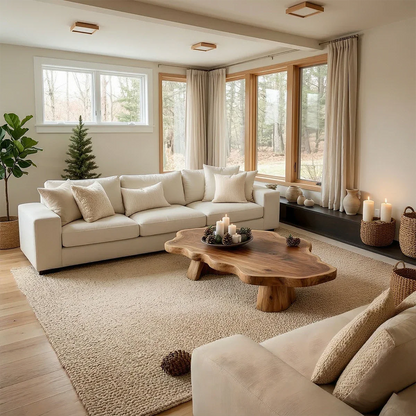 Modern brown coffee table with soft corner design