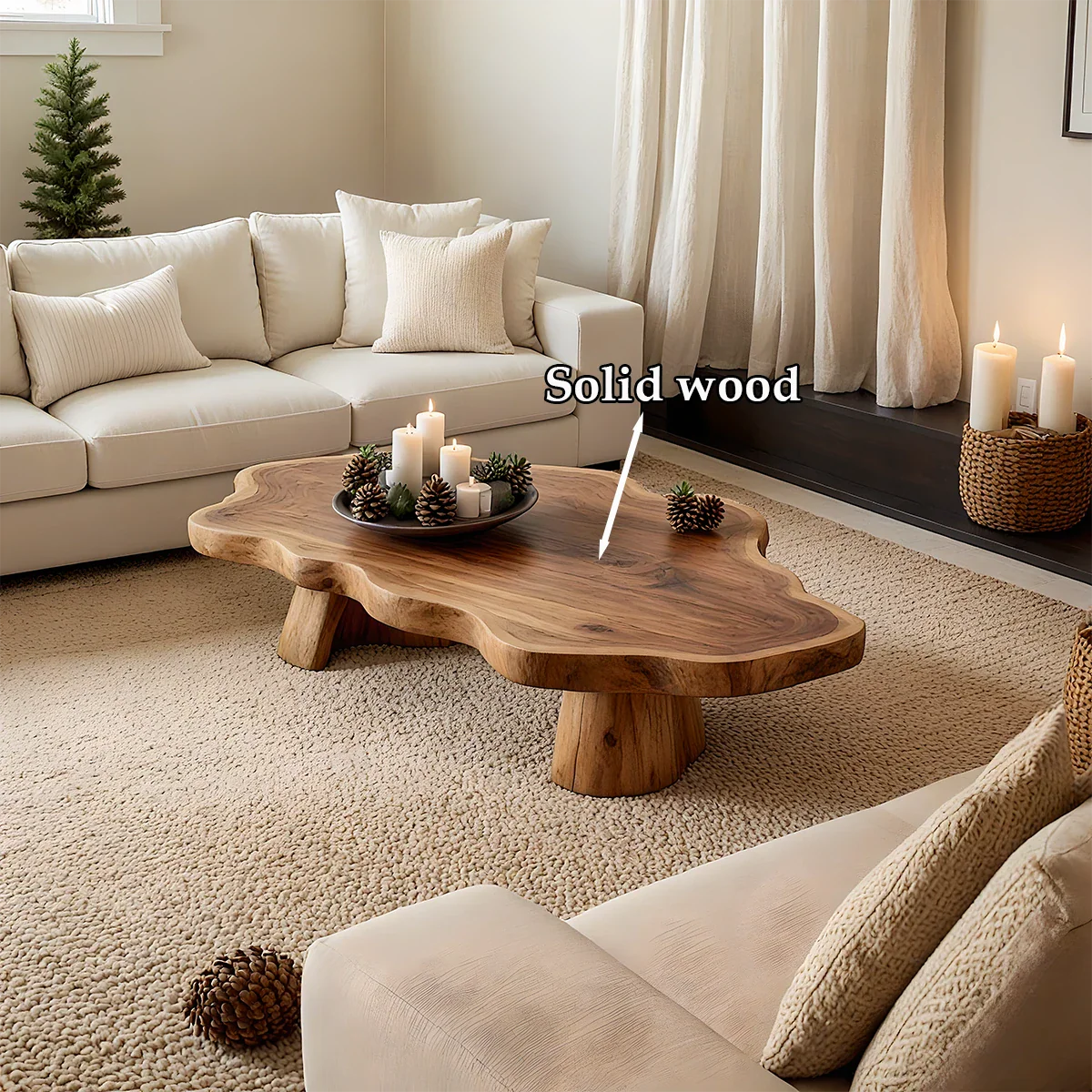 Brown coffee table with subtle corner curves