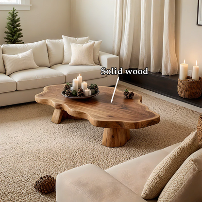 Brown coffee table with subtle corner curves