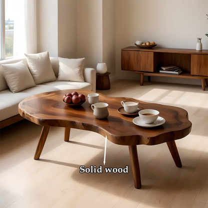 Designer brown coffee table with soft edge structure