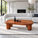 Modern Coffee Table with Free-Form Pebble Slab Top on Four Stout Peg Legs - Arboriswood - 2