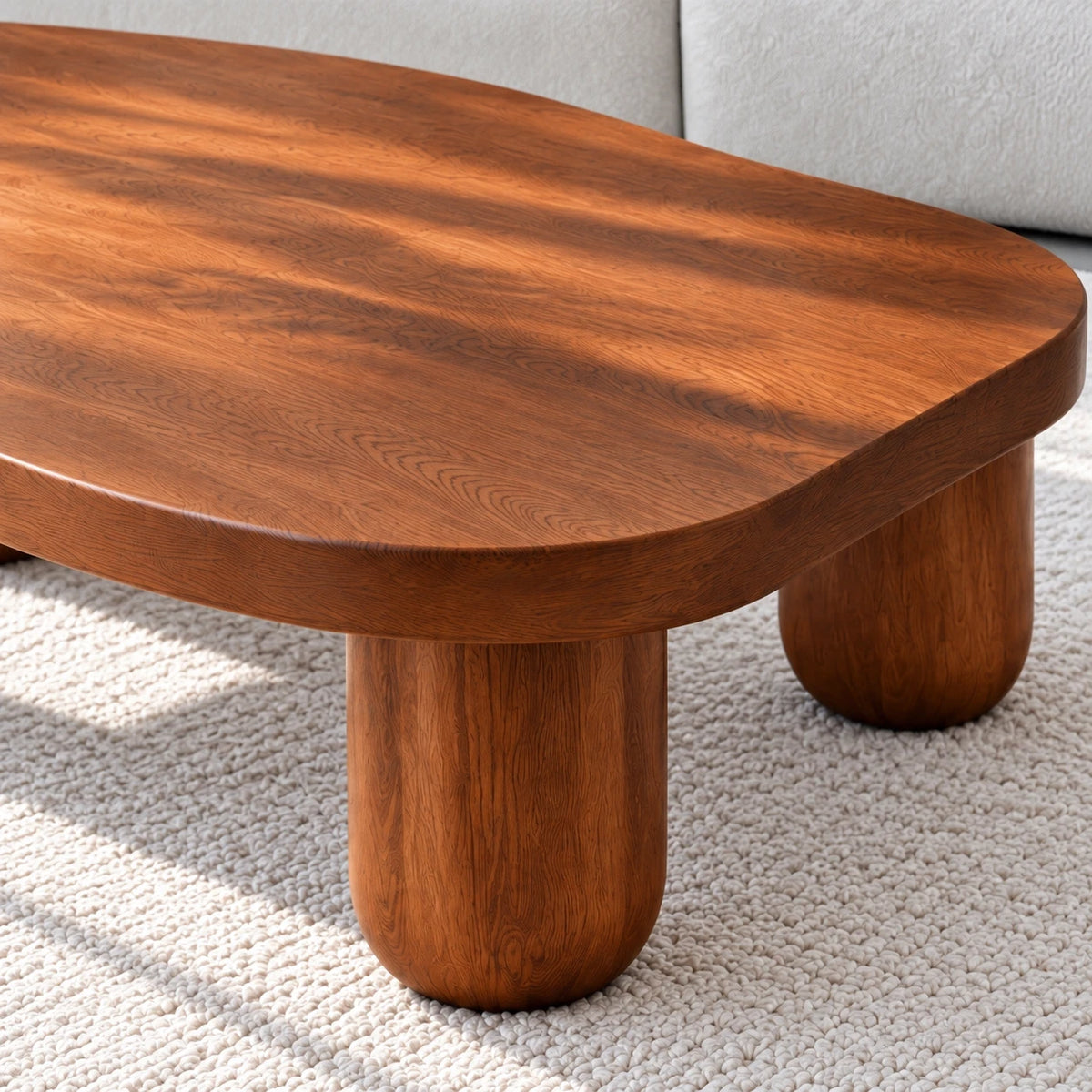 Modern Coffee Table with Free-Form Pebble Slab Top on Four Stout Peg Legs - Arboriswood - 4