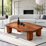 Modern Coffee Table with Free-Form Pebble Slab Top on Four Stout Peg Legs - Arboriswood - 7