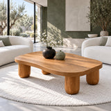 Modern Coffee Table with Free-Form Pebble Slab Top on Four Stout Peg Legs - Arboriswood - 9