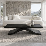 Modern Coffee Table with Live-Edge Slab Top on Single Arched Sweep Base - Arboriswood - 10