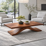Modern Coffee Table with Live-Edge Slab Top on Single Arched Sweep Base - Arboriswood - 2