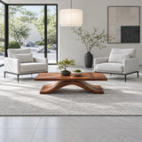 Modern Coffee Table with Live-Edge Slab Top on Single Arched Sweep Base - Arboriswood - 3