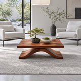 Modern Coffee Table with Live-Edge Slab Top on Single Arched Sweep Base