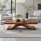 Modern Coffee Table with Live-Edge Slab Top on Single Arched Sweep Base - Arboriswood - 7