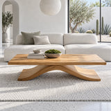 Modern Coffee Table with Live-Edge Slab Top on Single Arched Sweep Base - Arboriswood - 9