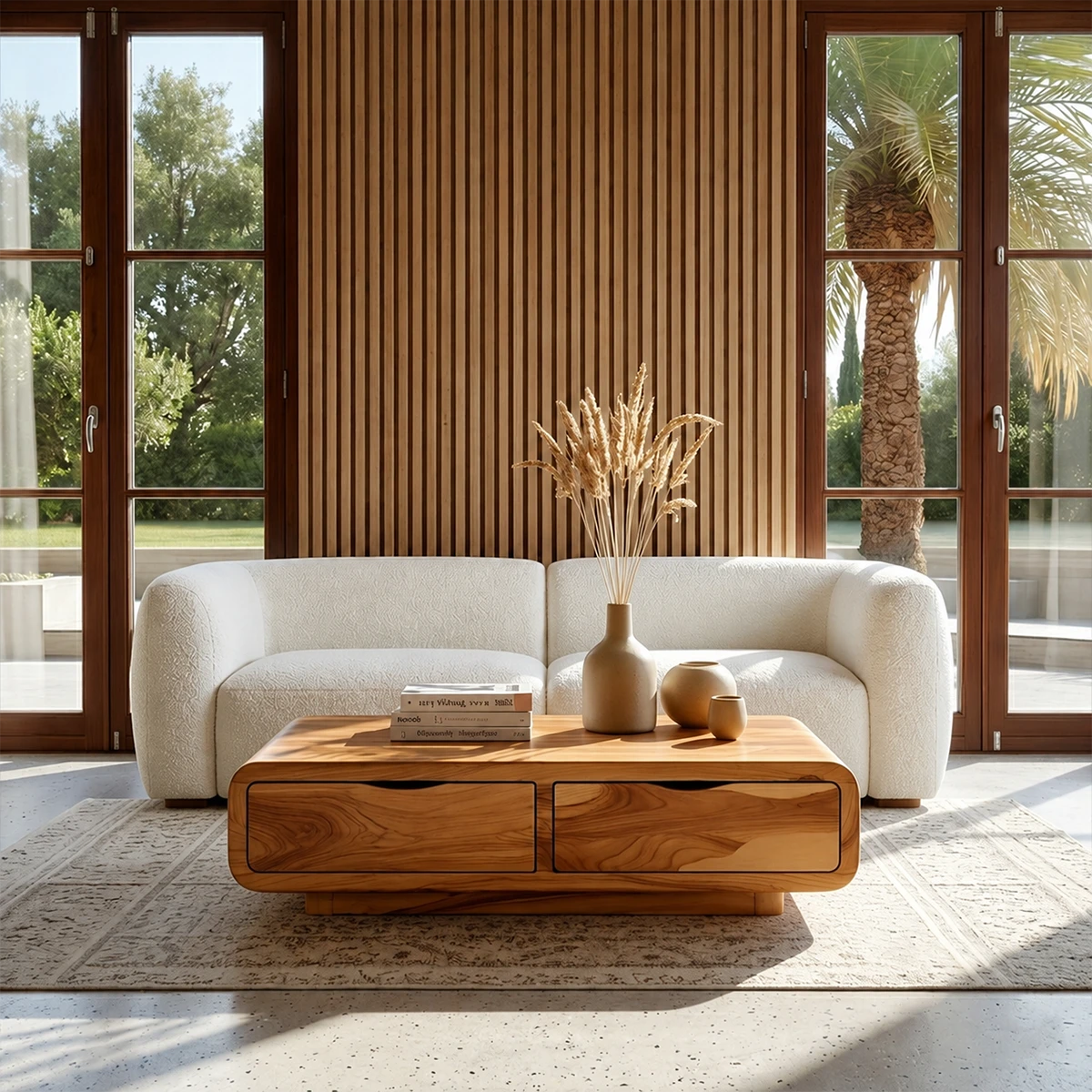 Modern Coffee Table with Storage Drawers – Natural Wood Center Table for Living Room - ArborisWood - 12