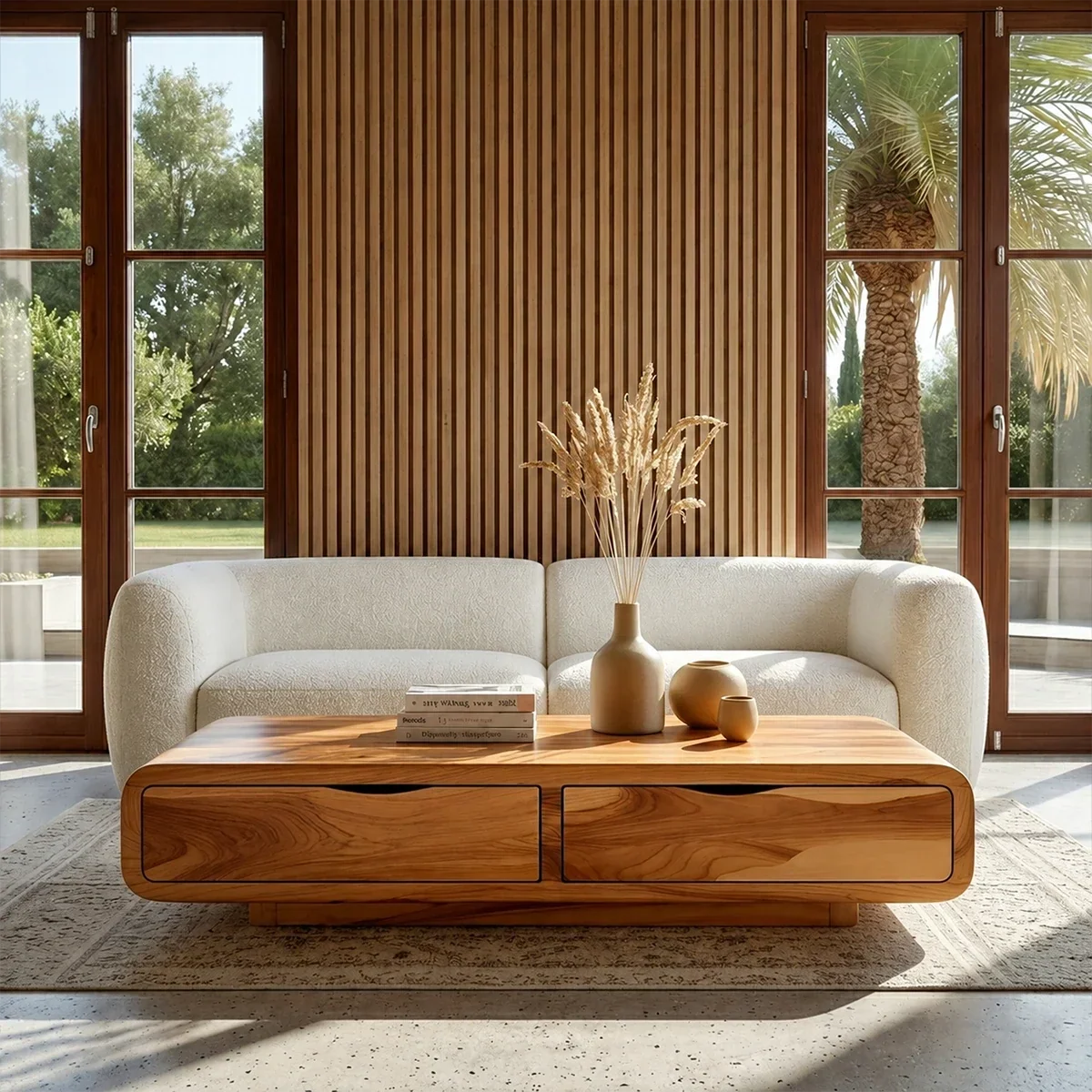 Modern Coffee Table with Storage Drawers – Natural Wood Center Table for Living Room - Arboriswood - 13