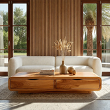 Modern Coffee Table with Storage Drawers – Natural Wood Center Table for Living Room - Arboriswood - 14