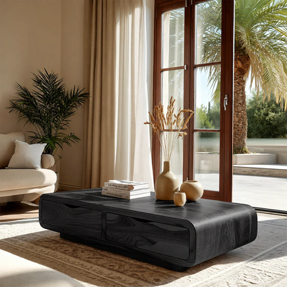 Modern Coffee Table with Storage Drawers – Natural Wood Center Table for Living Room - ArborisWood - 9