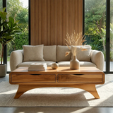 Modern Coffee Table with Two Drawers – Natural Wood Center Table for Living Room - Arboriswood - 14