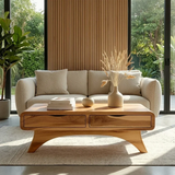 Modern Coffee Table with Two Drawers – Natural Wood Center Table for Living Room - Arboriswood - 3