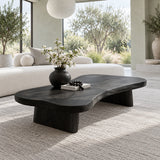 Modern Coffee Table with Undulating Live-Edge Slab on Twin Inset Pillar Blocks - Arboriswood - 10