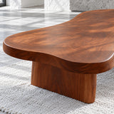 Modern Coffee Table with Undulating Live-Edge Slab on Twin Inset Pillar Blocks - Arboriswood - 4