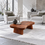 Modern Coffee Table with Undulating Live-Edge Slab on Twin Inset Pillar Blocks1