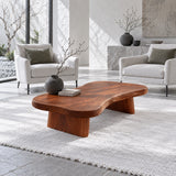Modern Coffee Table with Undulating Live-Edge Slab on Twin Inset Pillar Blocks1