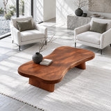 Modern Coffee Table with Undulating Live-Edge Slab on Twin Inset Pillar Blocks - Arboriswood - 5