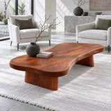 Modern Coffee Table with Undulating Live-Edge Slab on Twin Inset Pillar Blocks - Arboriswood - 6