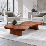 Modern Coffee Table with Undulating Live-Edge Slab on Twin Inset Pillar Blocks1