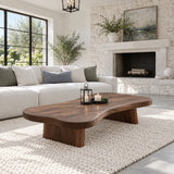 Modern Coffee Table with Undulating Live-Edge Slab on Twin Inset Pillar Blocks - Arboriswood - 8
