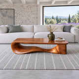 Modern Coffee Table with Wavy Live-Edge Slab on Scroll-and-Foot Arched Base - Arboriswood - 13