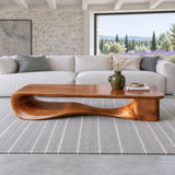 Modern Coffee Table with Wavy Live-Edge Slab on Scroll-and-Foot Arched Base - Arboriswood - 2