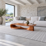 Modern Coffee Table with Wavy Live-Edge Slab on Scroll-and-Foot Arched Base - Arboriswood - 3
