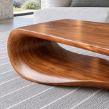 Modern Coffee Table with Wavy Live-Edge Slab on Scroll-and-Foot Arched Base - Arboriswood - 4