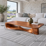 Modern Coffee Table with Wavy Live-Edge Slab on Scroll-and-Foot Arched Base - Arboriswood - 7