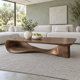 Modern Coffee Table with Wavy Live-Edge Slab on Scroll-and-Foot Arched Base - Arboriswood - 8
