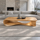 Modern Coffee Table with Wavy Live-Edge Slab on Scroll-and-Foot Arched Base - Arboriswood - 9