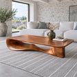 Modern Coffee Table with Wavy Live-Edge Slab on Scroll-and-Foot Arched Base - Arboriswood