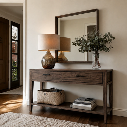 Refined console table sideboard with practical drawer storage and open display space